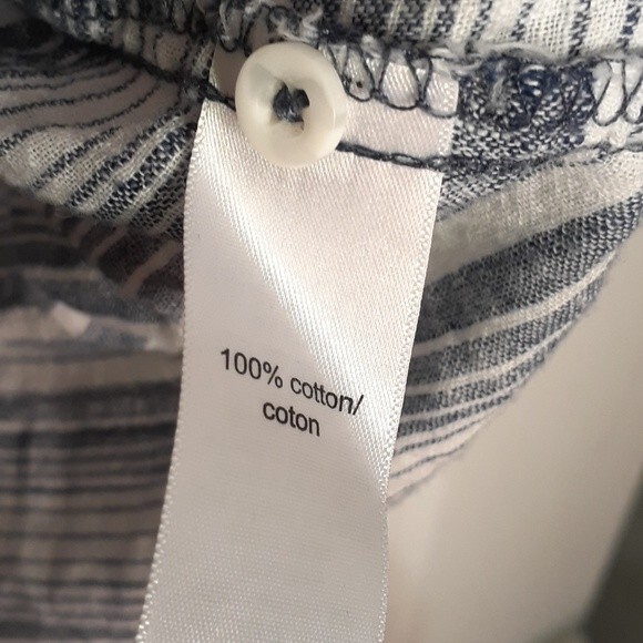 Maurices top blue white striped cotton button-down shirt m summer cotton blouse - Picture 6 of 7